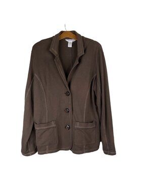 Fresh Produce Jacket Medium Button Front Knit V-Neck Long Sleeve Cotton